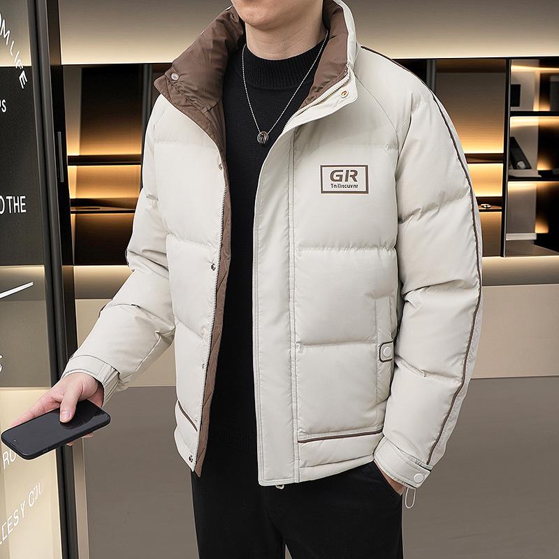 Men's 2025 Autumn/Winter White Duck Down Jacket - Thick Warm Stand Collar Outerwear