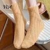 Non Slip Winter Hosiery Thickened Imitation Mink Velvet Socks for Women, Soft Plush Socks, Thermal Elastic Ribbed Ankle Warm Solid Color