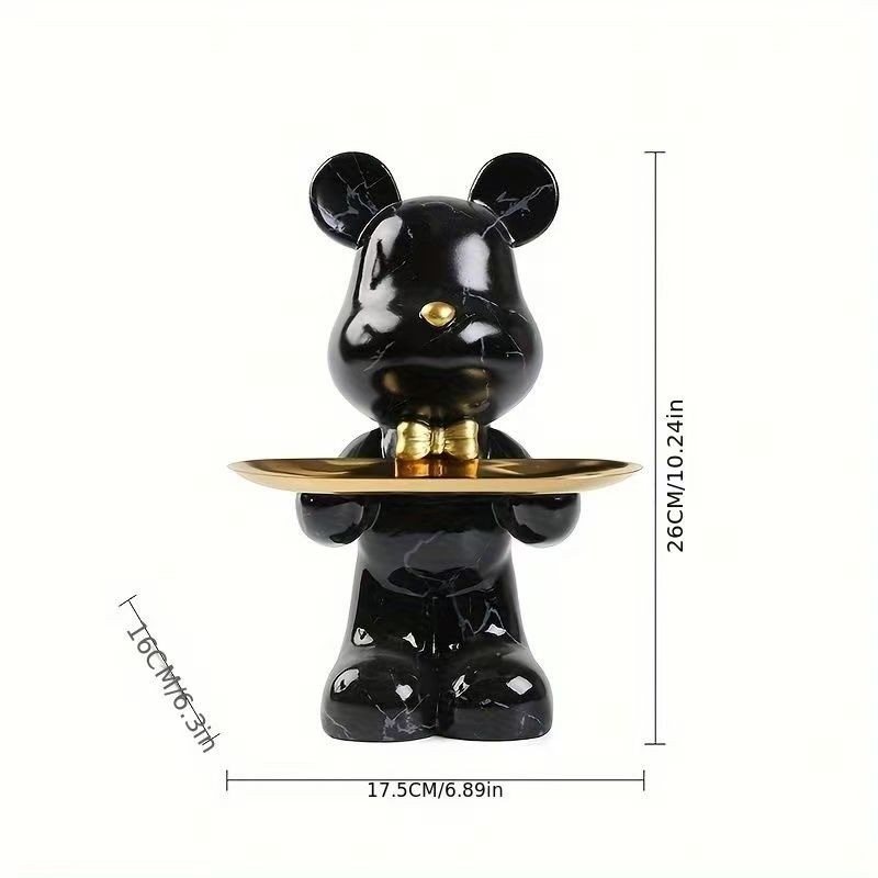 26cm Graffiti Abstract Resin Standing Bear Storage Statue Cute Animal Organizer Desk Decor Holder Gift for Home Office Ornament