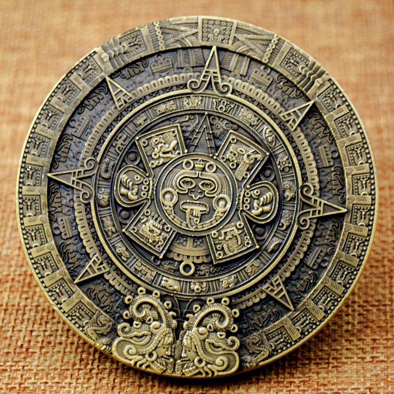 Unique 80Mm Mayan Aztec Calendar Art Prophecy Culture Challenge Coin Fidget  Stress Relievers For Adults Anxiety Gift Collection