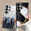 Geometric Marble Pattern Plating Phone Case For Samsung Galaxy S24 S25 FE S26 Edge S23 Ultra S22 S21 Plus S20 Anti-Fall Airabag