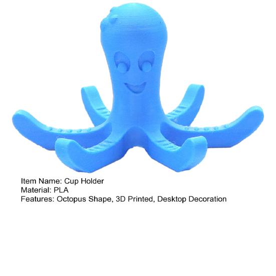 3D Printed Octopus Mug Holder Sea Animal Figurine Kitchen Countertop Coffee Cup Drying Stand Rack Home Office Decoration