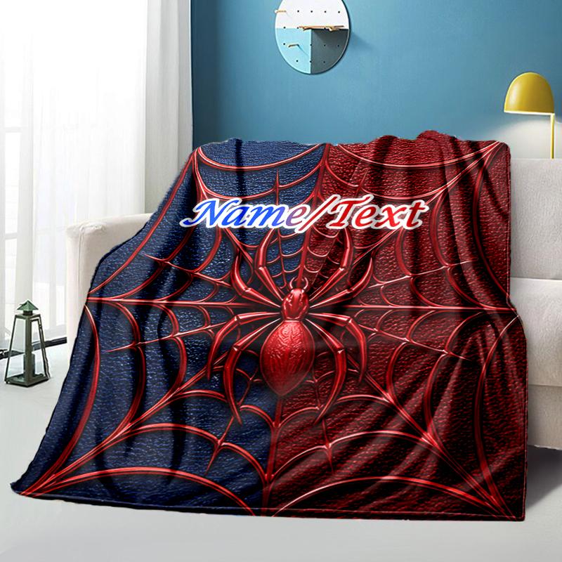 1PC Custom Name Spider Web Outdooor Flannel Blankets Throw Blanket All-Season Throw Gift Bedspread for Couch, Bed, Camping Holiday Birthday Gift