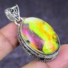 Natural Ammolite Gemstone 925 Sterling Silver Jewelry Pendant 1.77" ETC-14659