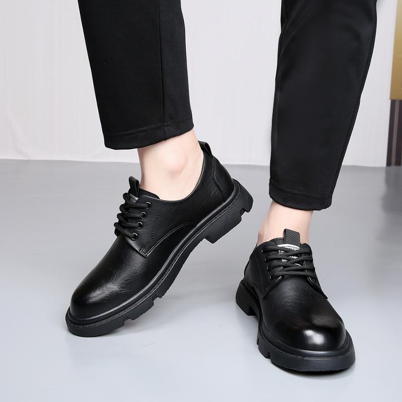 Fashion Senior British Style Business Men's Sneakers Soft Leather Casual Shoes Fashion Round Toe Man Footwear Lace Up Oxford Retro Shoes