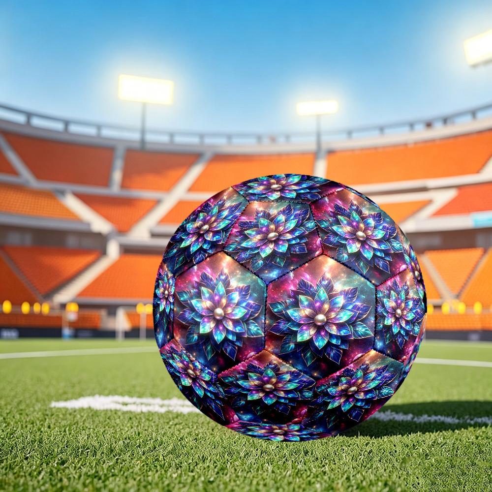1pc Cosmic Lotus Bloom Size 5 Soccer Ball Professional Match Training Football Indoor &Outdoor Sports Ball Training Ball Lightweight Durable y86