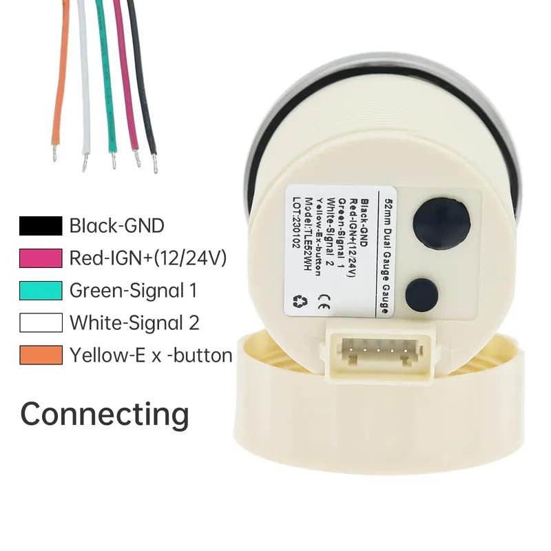 Digital Dual Gauge with Alarm 52MM Water Level+Sewage Level Meter for Water/Sewage Level Sensor 0-190ohm Boat Car 12V24V
