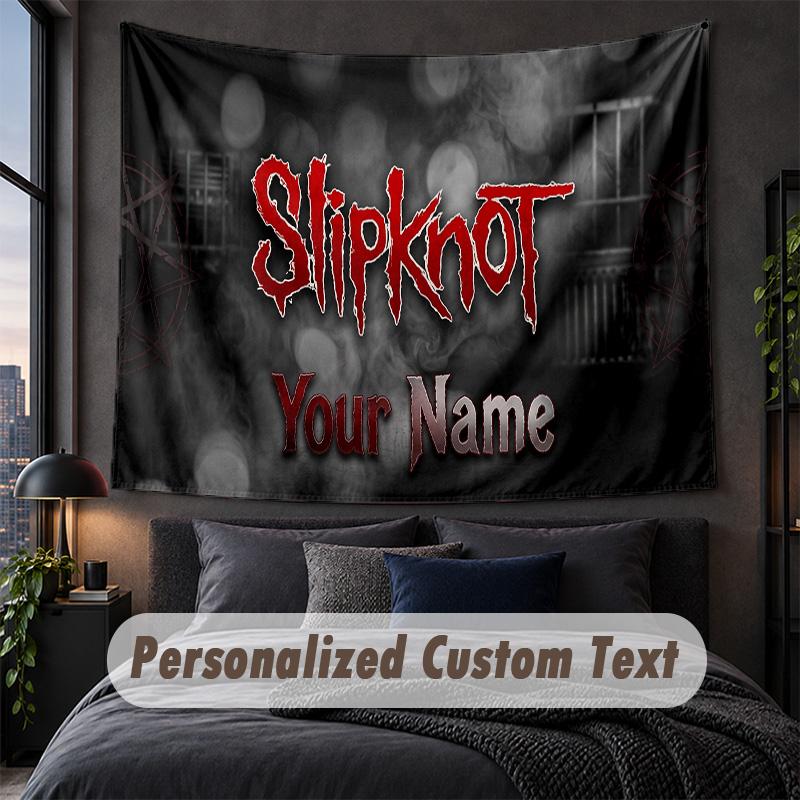 Arazzo Personalizzato con Nome Testo, Appeso Decorativo da Parete Slipknot, Arazzo Sfondo per Casa Camera da Letto