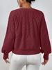 Women's Round Neck Cable Knit Sweater - Long Sleeve, Solid Color, Autumn Winter Versatile Pullover.