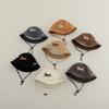 Kids Embroidered Letter Bucket Hat Wide Brim Sun Protection Cap With Windproof Strap For Spring Autumn Outdoor