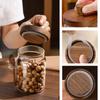 Glass Jar Grains Coffee Bean Tealeaf Storage Containers with Wood Spoon Lid Clear Spice Jar Bottle Kitchen Organizer