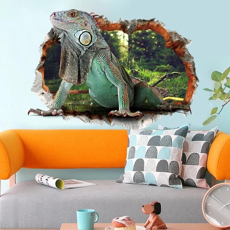 Diy Sticker Animal World Lizard Imitation 3D Wall Stickers Waterproof Wall Stickers Children Room Home Office Decor