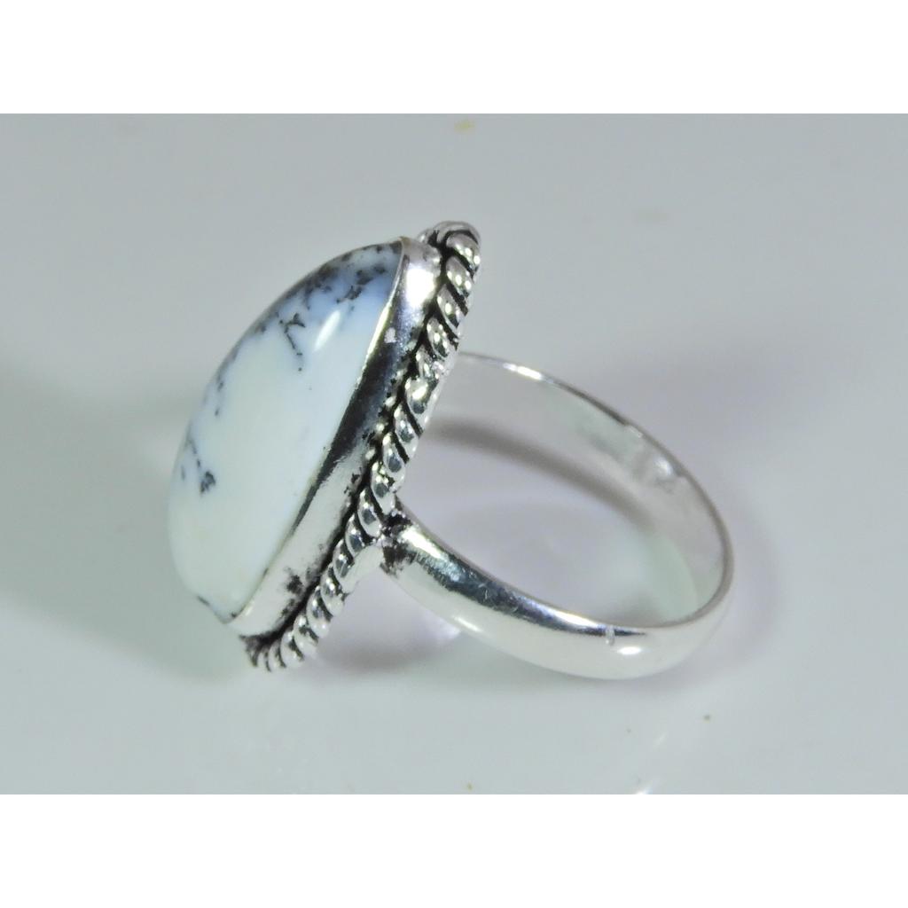 Natural Dendrite 925 Solid Sterling Silver Ring Size US-8.5 PG-16