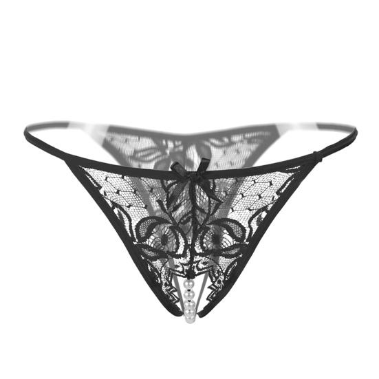Trendy Sexy Undertøy Åpent Skritt Beskyttende Sømløs Hekle Blomster Blonder Perspektiv Stringundertøy for å sove