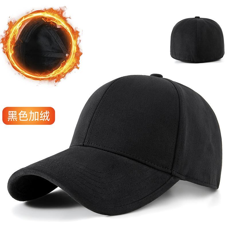 

Spring and Autumn new large size polished baseball cap medium and old men s velvet cap fully enclosed warm hat M（58cm） чёрный