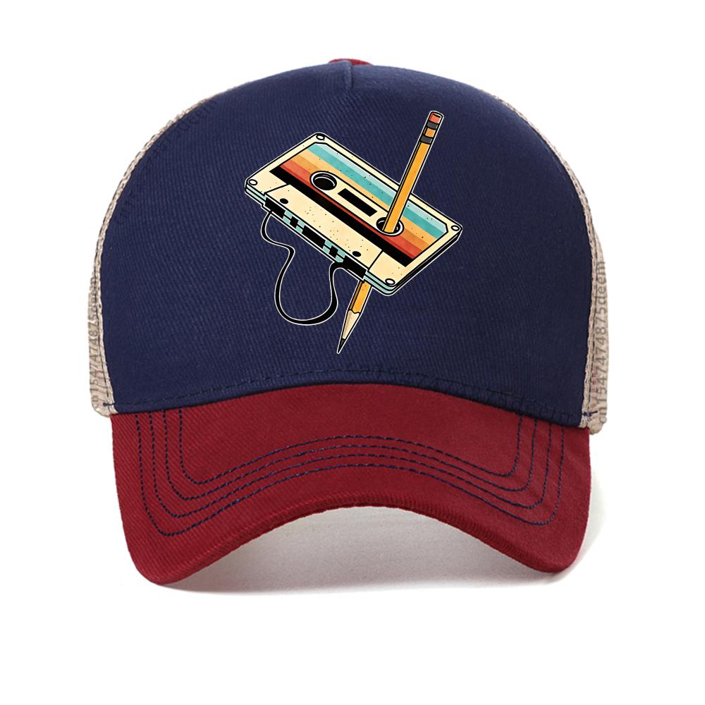 80s Cassette Tape Dad Cap Retro Music Adjustable Hat Vintage Design Unisex breathable Baseball Cap Casual Outdoor mesh sun Hat