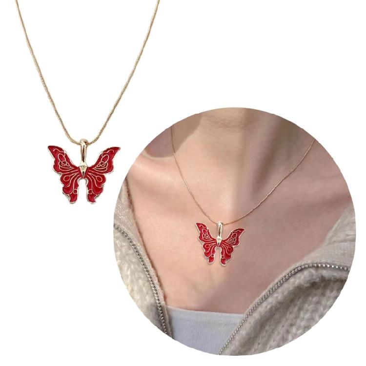 Butterfly Pendant Choker Adjustable Chain Necklace Perfect Gift for Girls Women