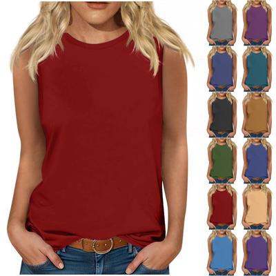 Tank Top For Women Casual Summer Sleeveless Tops Fashion Loose Fit Round Neck Solid T Shirt Tanks Tops