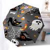 Happy Halloween Themed Folding Umbrella Fashion Auto-Open 8 Iron Ribs Plastic Handle Foldable Sunshade Perfect Christmas Gifts