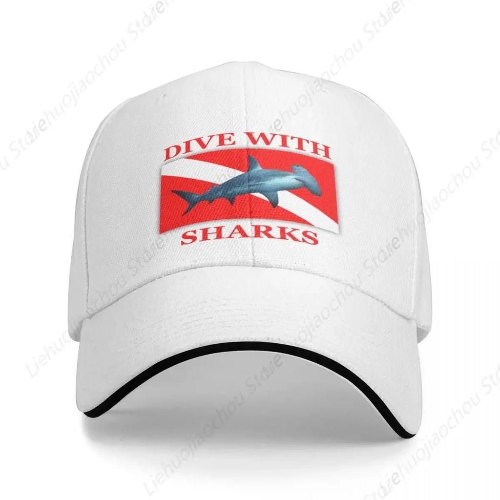 Dive With Sharks Hammerhead Baseball Cap Designer Hat Foam Party Hat Beach Bag Women Hats Unisexs