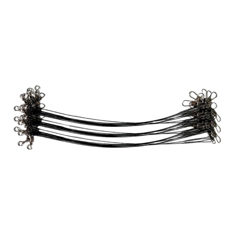 40Pcs AntiBite Steel Fishing Line Steel Wire Leader with Swivels Fishing Leader Wire Connect for Lures Baits Rig Hook