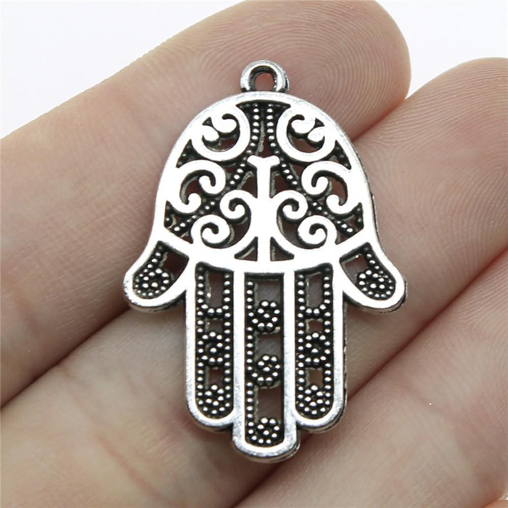 10pcs Charms Hamsa Hand Antique Silver Color Hamsa Hand Charms Pendants For Bracelets Lufthansa Hand Charms Wholesale