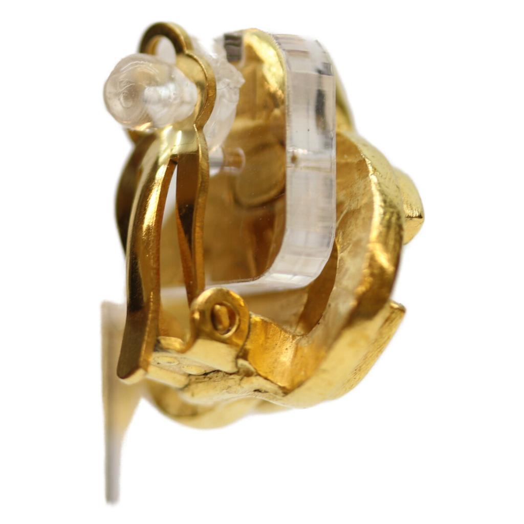 CHANEL 97P Gold Plated Heart-Shaped CC Logos Earrings Earring goldUsed