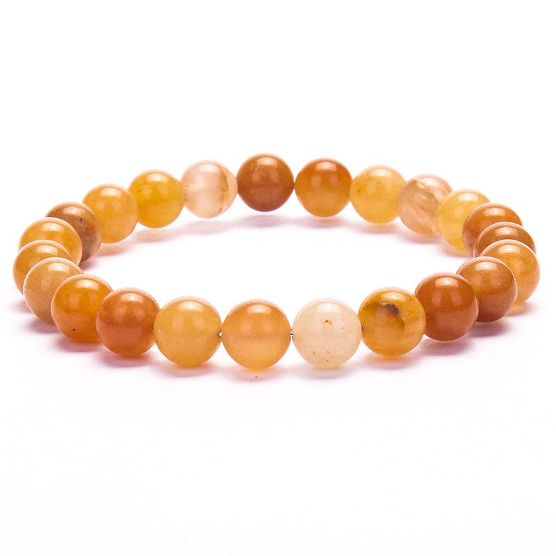 New European & American Style Cross Bracelet, 8MM Natural Stone Beaded Fashion Accessory