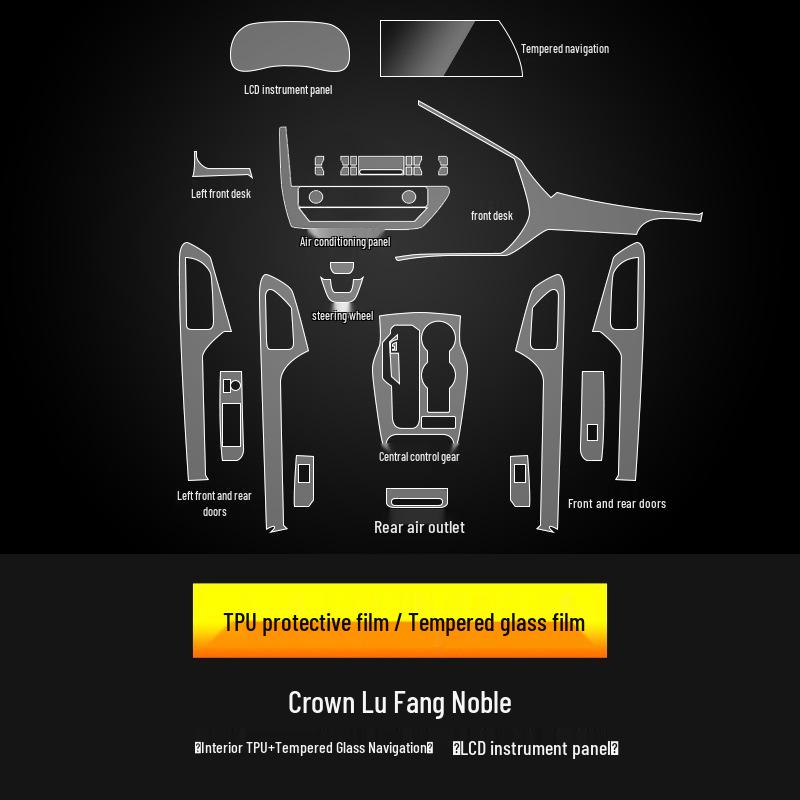 Toyota Crown Land Cruiser Navigation & Console Tempered Glass Protector Film