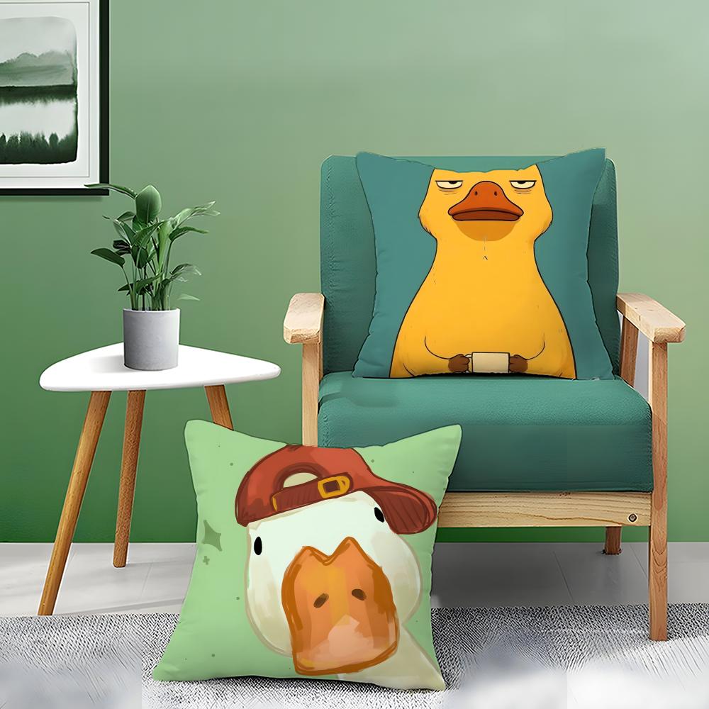 Funny And Surprising Duck Pattern Pillow Case Double-Sided Plush Sofa Cushion Covers Organic Breathable Invisible Zipper