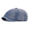 Washed Denim Octagonal Hat Men and Women Literary Beret Retro Painter Hat Versatile British Newsboy Hat