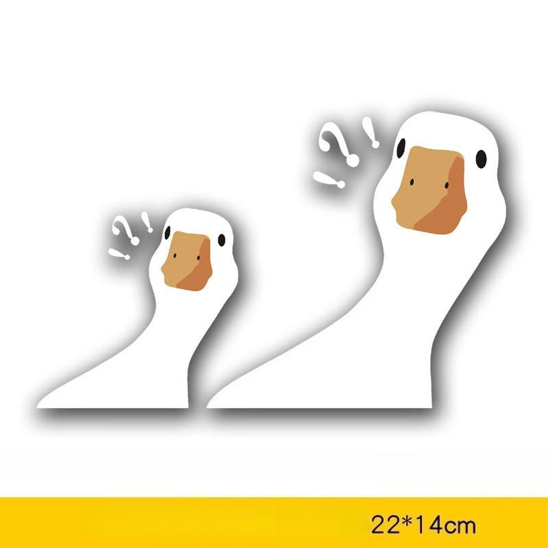 Funny Confused Geese Cartoon Vinyl Car Sticker - Single Use Car Exterior Accessory, Vehicle Humor Decor, Auto Accessory