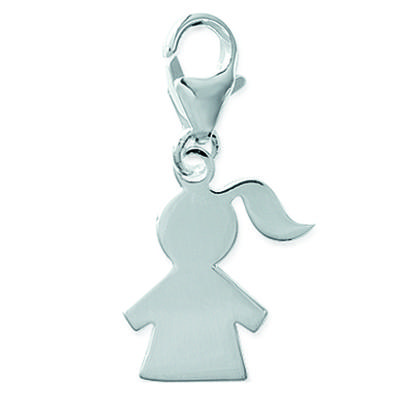 [F3911] - Silver 'Girl' Charm Pendant - 25x13 Mm