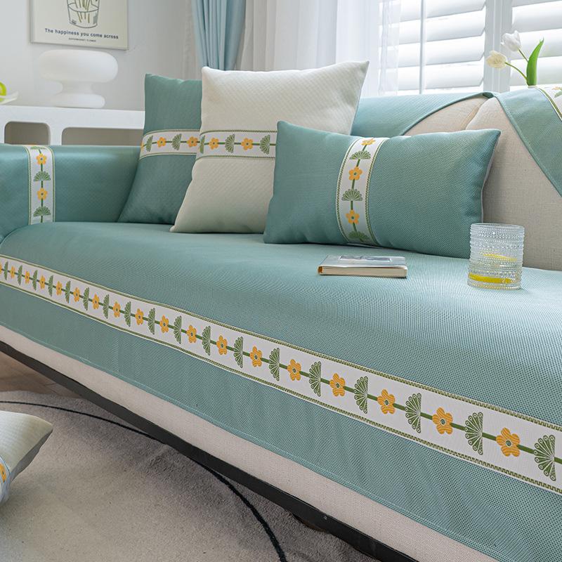 Ice Silk Sofa Cushion, Summer Mat, Non-Slip Seat Cushion, Advanced Sense  New Cream Wind Sofa Cover Cover Cloth