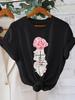 Sleeve Top for Spring & Summer Women's Clothing Floral & Faith Print Crew Neck T-shirt Casual Aesthetic Clothes
