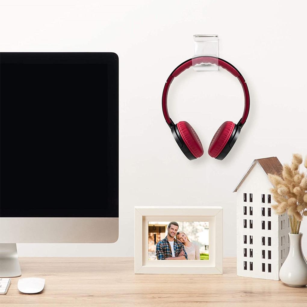 Headphone Hanger Bracket Acrylic Headset Stand Under Desk Earphone Storage Holder Rack