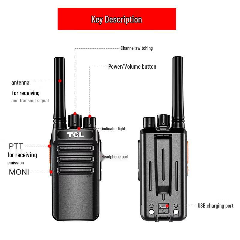 Tcl HT308 Professional 5W Two-Way Radio (Pair) (CN Version)