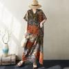 Kurzarm-Übergröße, Vintage-Kleid mit Blumenmuster, neu in Kleidern für Damen, lässig, locker, Maxi, lang, Sommerkleid