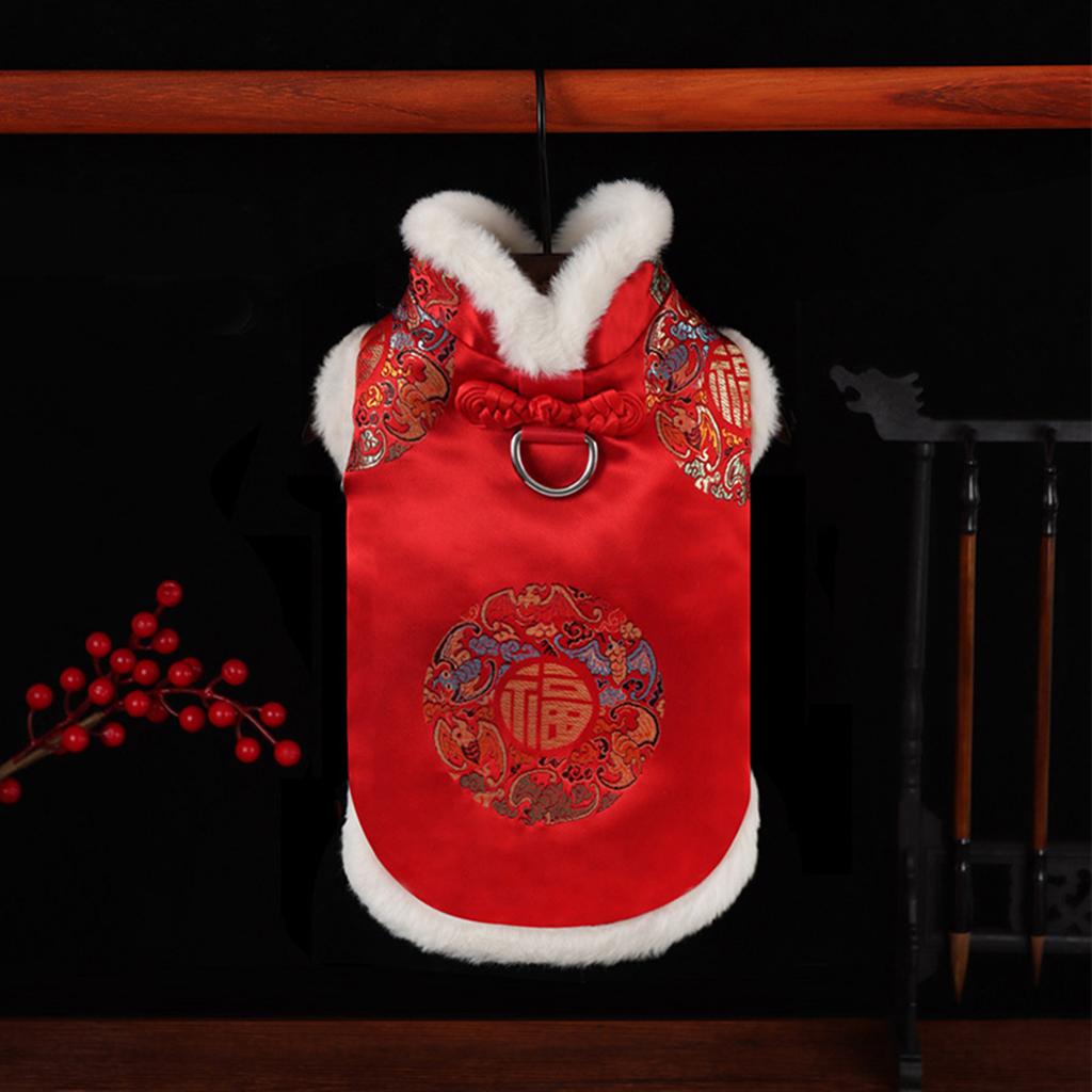 Pet Thickened Cloaks Chinese New Years Dog Clothes Winter Warmth Costume for New Year Celebrations
