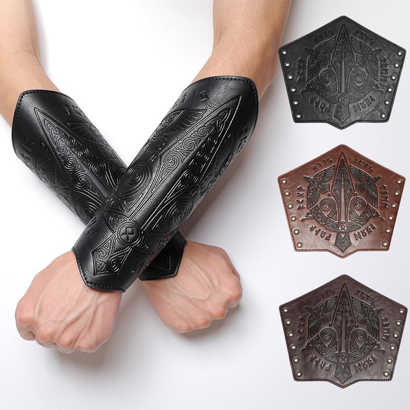 

1шт утеплитель для рук, широкие манжеты, наручи, тисненые перчатки, на шнуровке из искусственной кожи, средневековый готический стиль, наручи