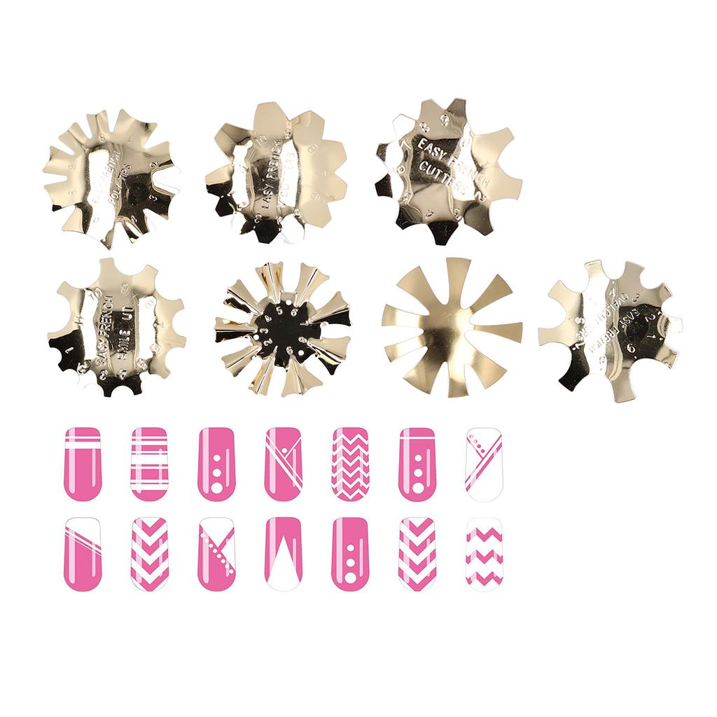 7pcs Nail Manicure Trimmer Stainless Steel Nail Smile Line Cutter Template Tool