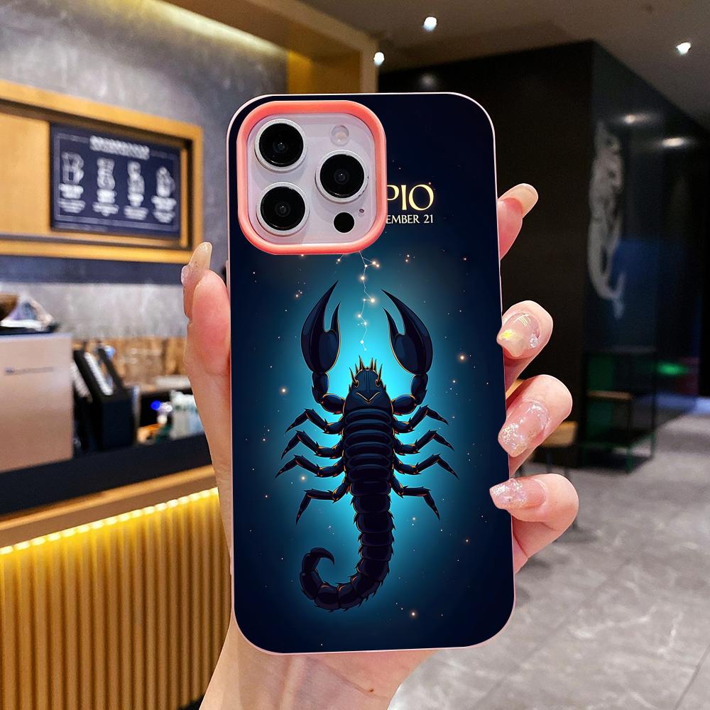 Zodiac Sign Scorpio Phone Case for iPhone 17 16 15 14 13 12 11 Air Pro Max Plus Jelly Double Layer Pink Cover