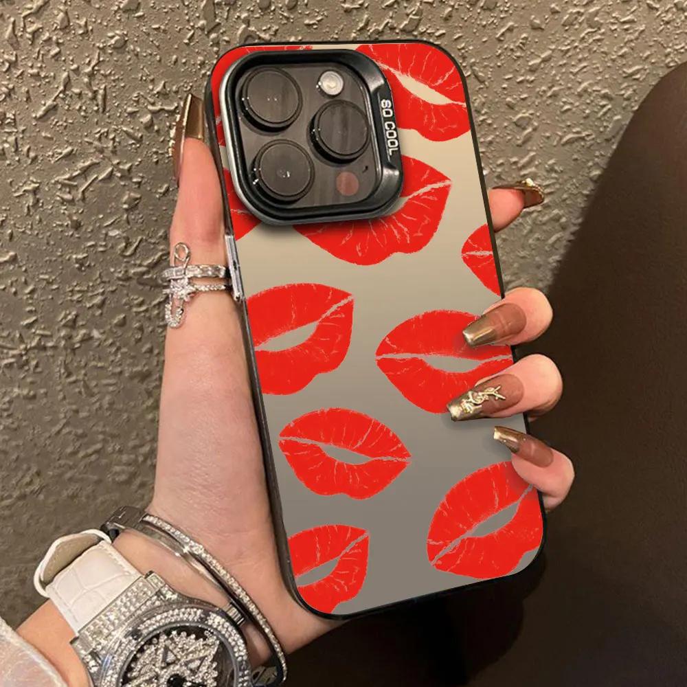 For Motorola Moto G84 G34 G04 G04S G24 G14 G53 G22 G13 G23 G10 G20 G30 E32 E22 E22i Luxury Red Lips Pattern IMD Phone Case Cover