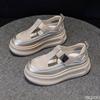Mode Mesh ausgehöhlt lässige weiße Schuhe Sommer atmungsaktiv dicke Sohle höhenerhöhend vielseitig modisch schlichte Damenschuhe