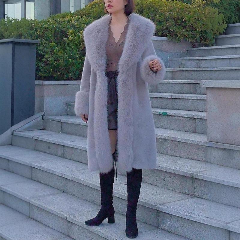 Women's Clothing Thick Imitation Rabbit Fur Thickened Medium and Long Coat Women's Winter New Fur Fur Coat