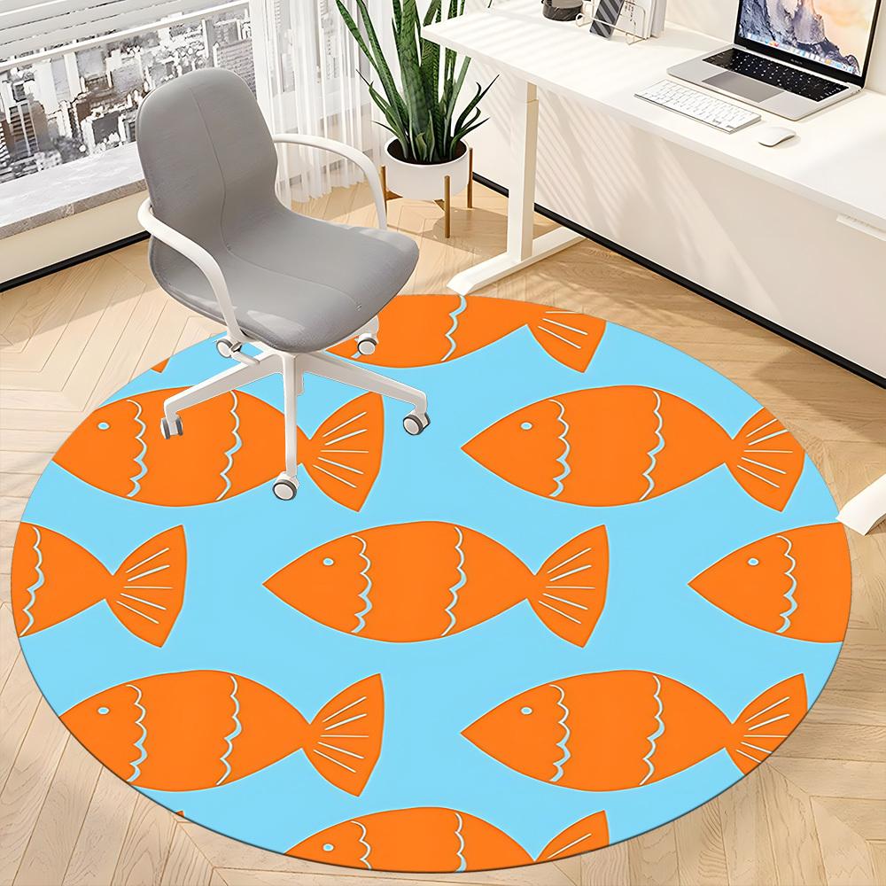1pc Fish Pattern Chair Carpet for Office, Non slip, Soft and Durable Office Rug
