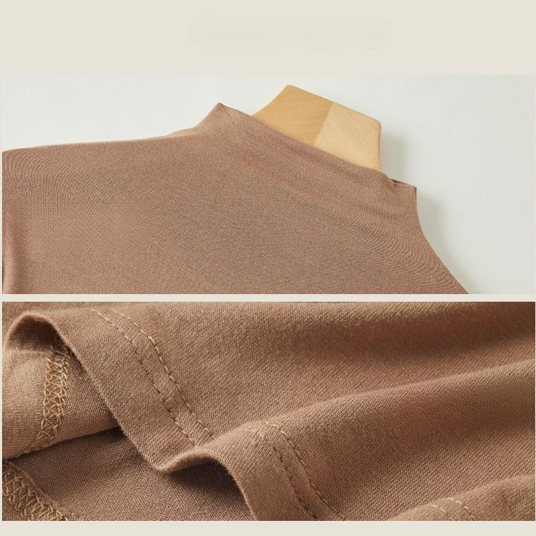 Simple Women's Modal Base Shirt Half-High Neck Pullover Base Shirt Slim-Fit Long Sleeve Stretch T-Shirt