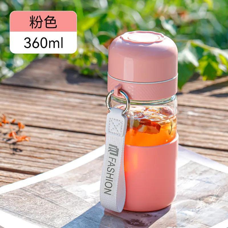 360ml Borosilicate Glass Coffee Cup Mini Quick-Open Portable Glass Mug Filtered Water Bottle for Travel and Sports