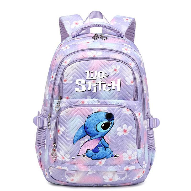 Teen Girl Student Schoolbag with Stitch Pattern Printed Backpack, Children's Large-capacity Schoolbag, Cute Cartoon