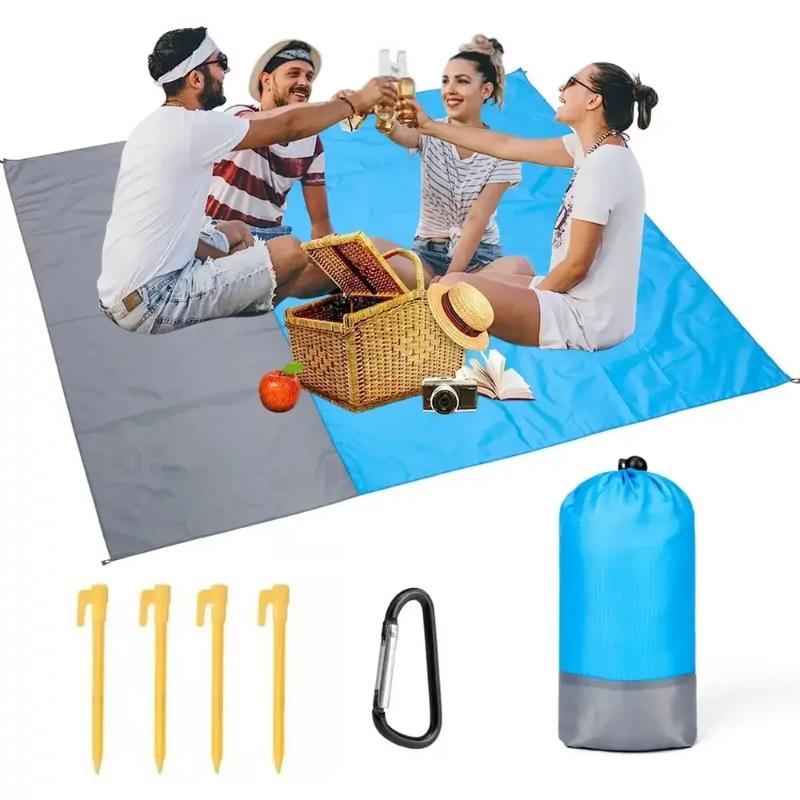 Foldable Waterproof Beach Mat Outdoor Camping Picnic Blanket Lightweight Portable with Carry Bag for Sand Grass Floor